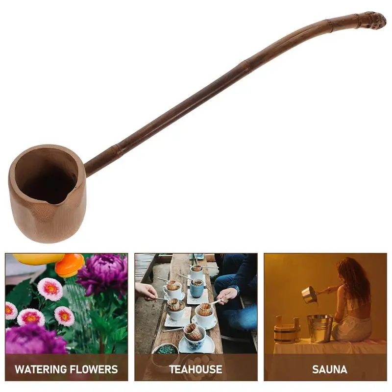 39cm Long-Handled Bailer Carbonized Bamboo Root Spoon Water Ladle Scoop Tea Accessories For Tea Root Water Scoop Water Scoop images - 6