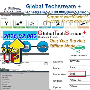 2026 Year GTS+ Global Techstream+ 2026.02.002 per auto Toyota/Lexus PK Techstream v18.00.008 Diagnostica globale compatibile con J2534