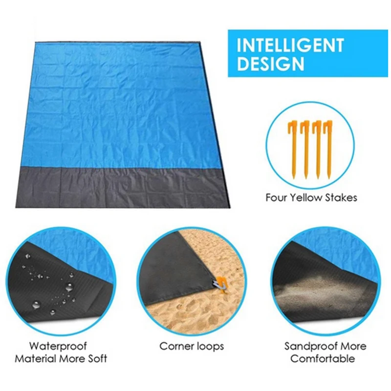 Waterproof Beach Mat Sand Free Blanket Camping Outdoor Picknick Tent Folding Cover Bedding Pocket Picnic 200x210cm Camping Chair 4