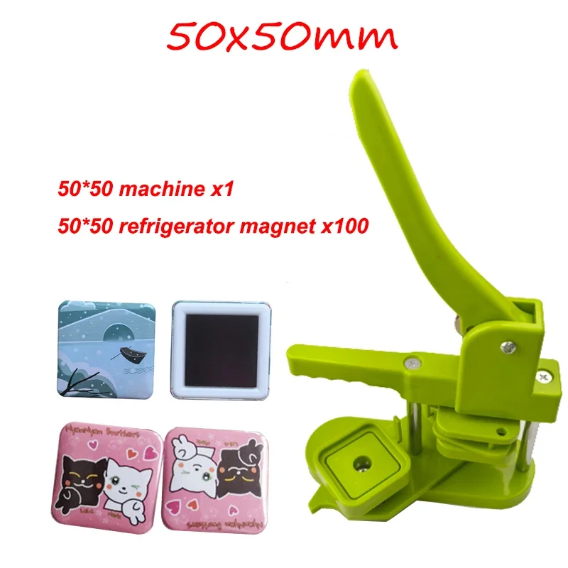 Square Refrigerator Badge Machine Set 50x50mm Making Refrigerator Magnets/Badge Pins Suitable for Gifts Home Office Business