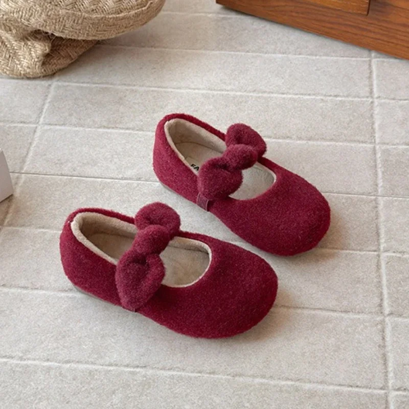 2025 Children Leather Shoes for Girls Winter New Fashion Korean Style Soft Bottom Anti-slippery Versatile Princess Cotton Shoes