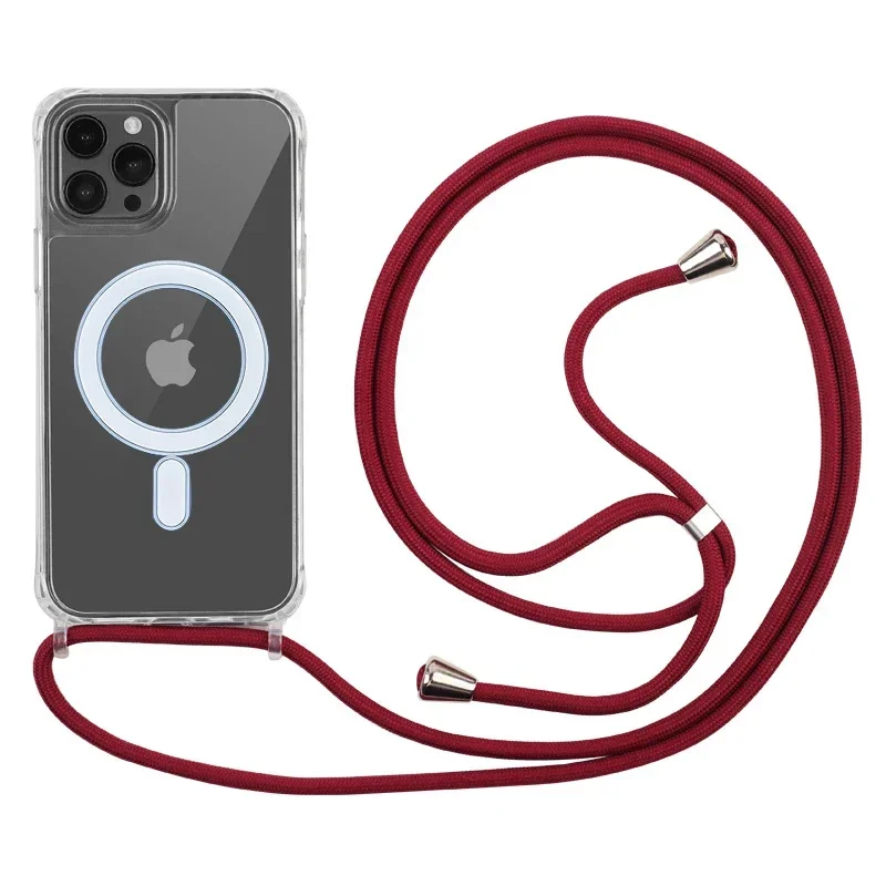 thumbnail image 1 of Crossbody Lanyard Clear Magnetic Case For iPhone 15 Plus 14 13 12 Pro Max 11 For Magsafe Shockproof Acrylic Hard PC Back Cover, 1 of 5