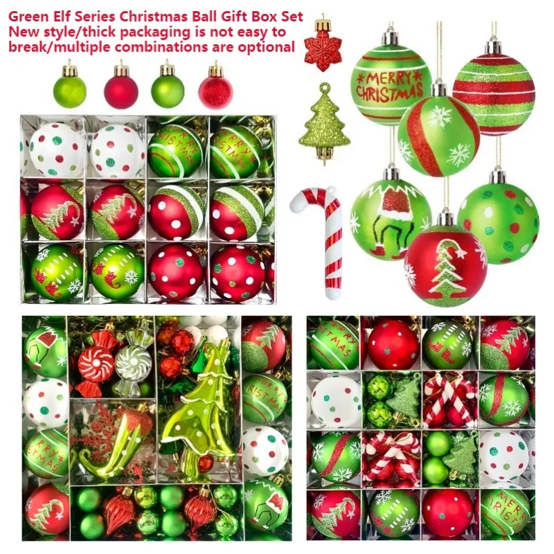 Green Elves Christmas Ball Pendant Decoration Set