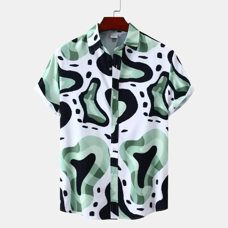 Camisas Para Hombre 2023 Summer New Men\'s Short Sleeve Flower Shirt Beach Vacation Hawaii Shirt