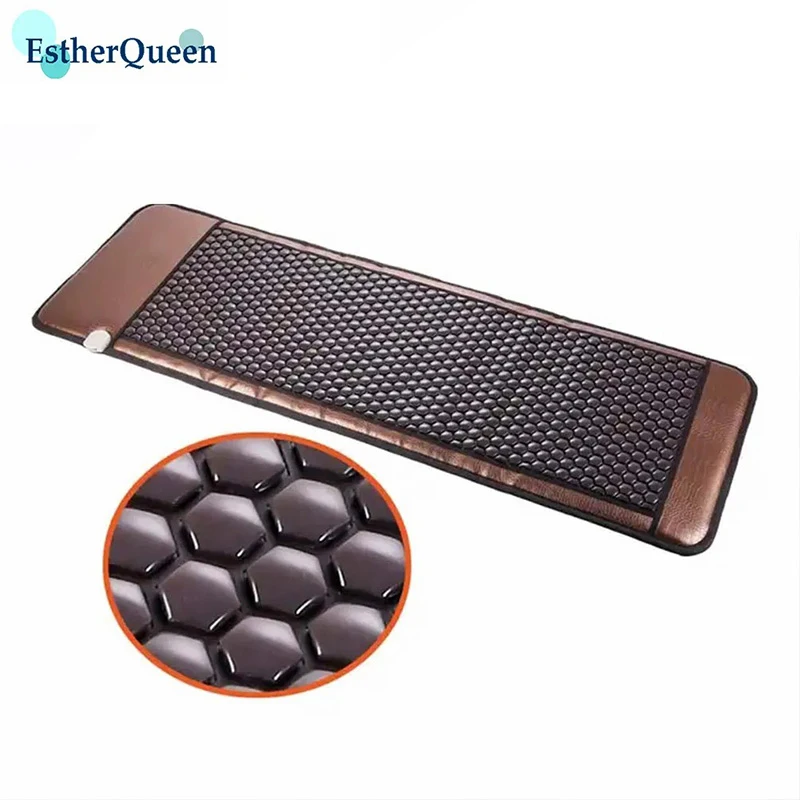 Germanium Stone Mattress Health Physical Therapy Electric Heating Massage Jade Tourmaline Bed Mattress for Back Pain Relief luxuryade ly 019 germanium tourmaline electric infrared heating mattress thermal therapy massage pad relaxation pain relief mat