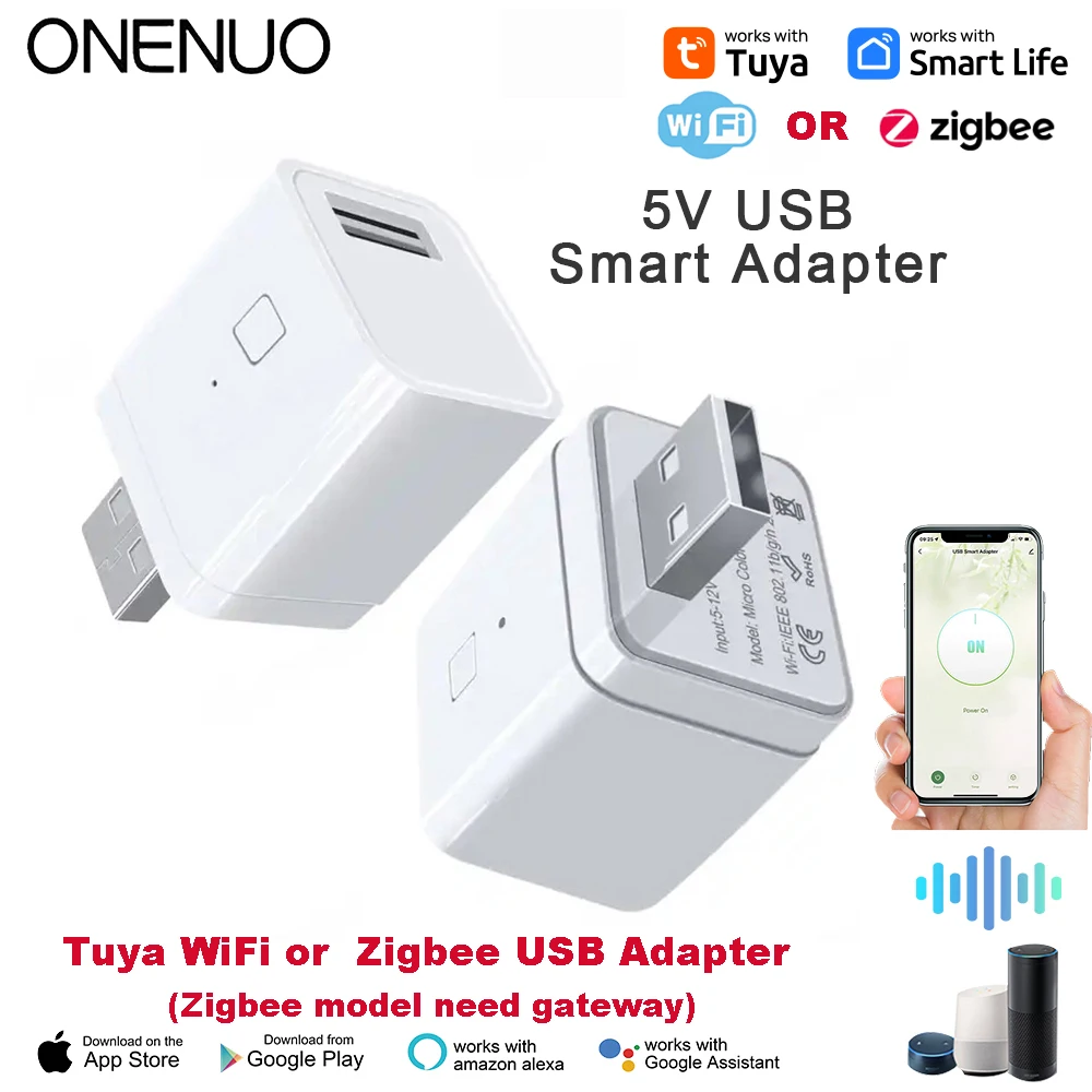 WiFi or Zigbee Tuya USB Adapter Switch 5V Mini Power Adapter Works with Alexa Hey Google Alice for Smart Home usb power adapter