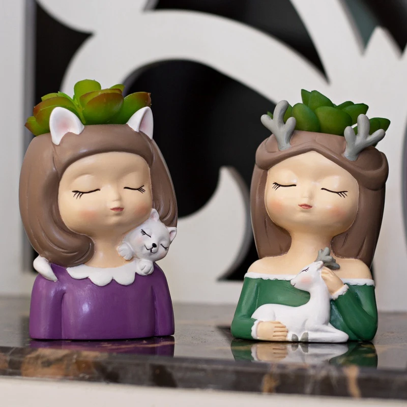

Succulent Plant Pot Cute Girl Flower Planter Flowerpot Create Design Lovely Princess Home Garden Bonsai Pots