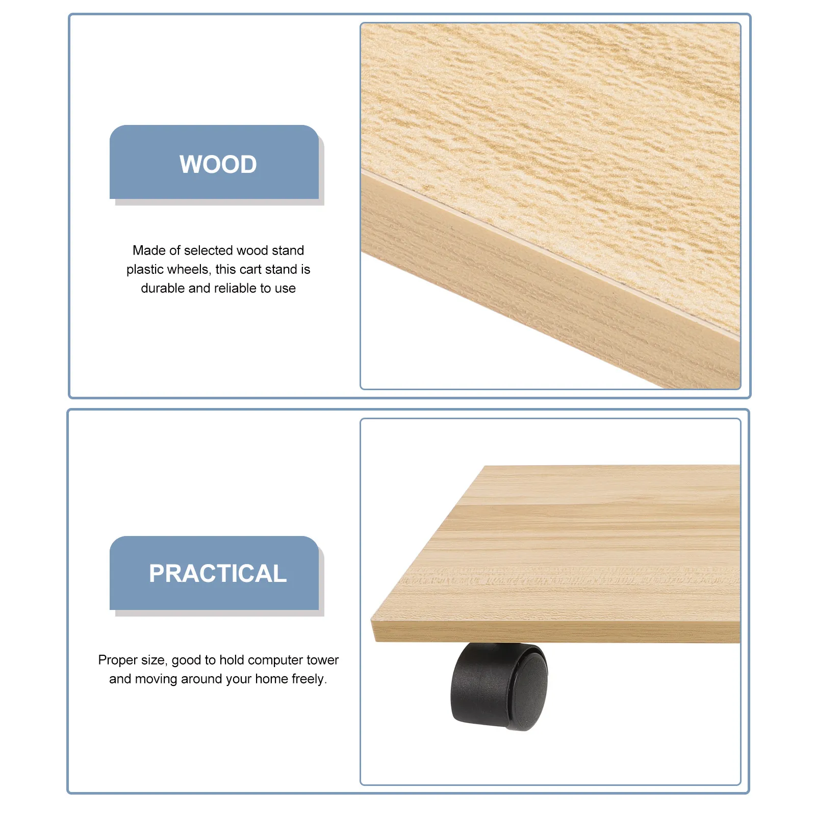 컴퓨터 타워 스탠드 데스크탑 나무 이동식 카트 롤링 PC 홀더 책상 아래 바닥 스탠드 컴퓨터 본체용 높이 조절 가능 베이스