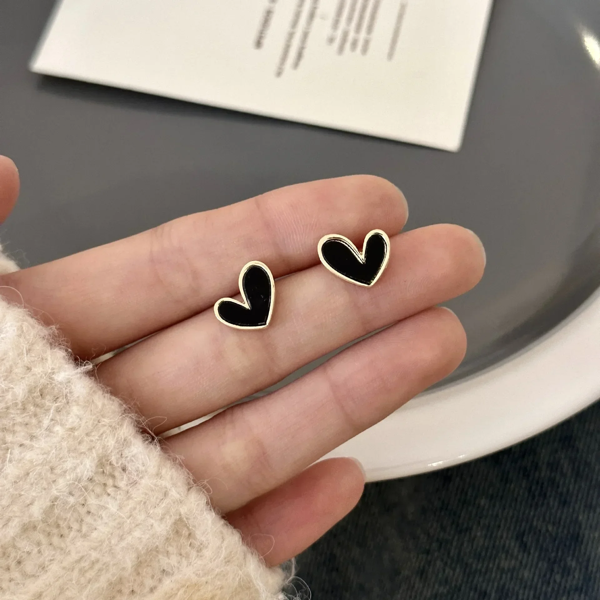 Black Heart Earring