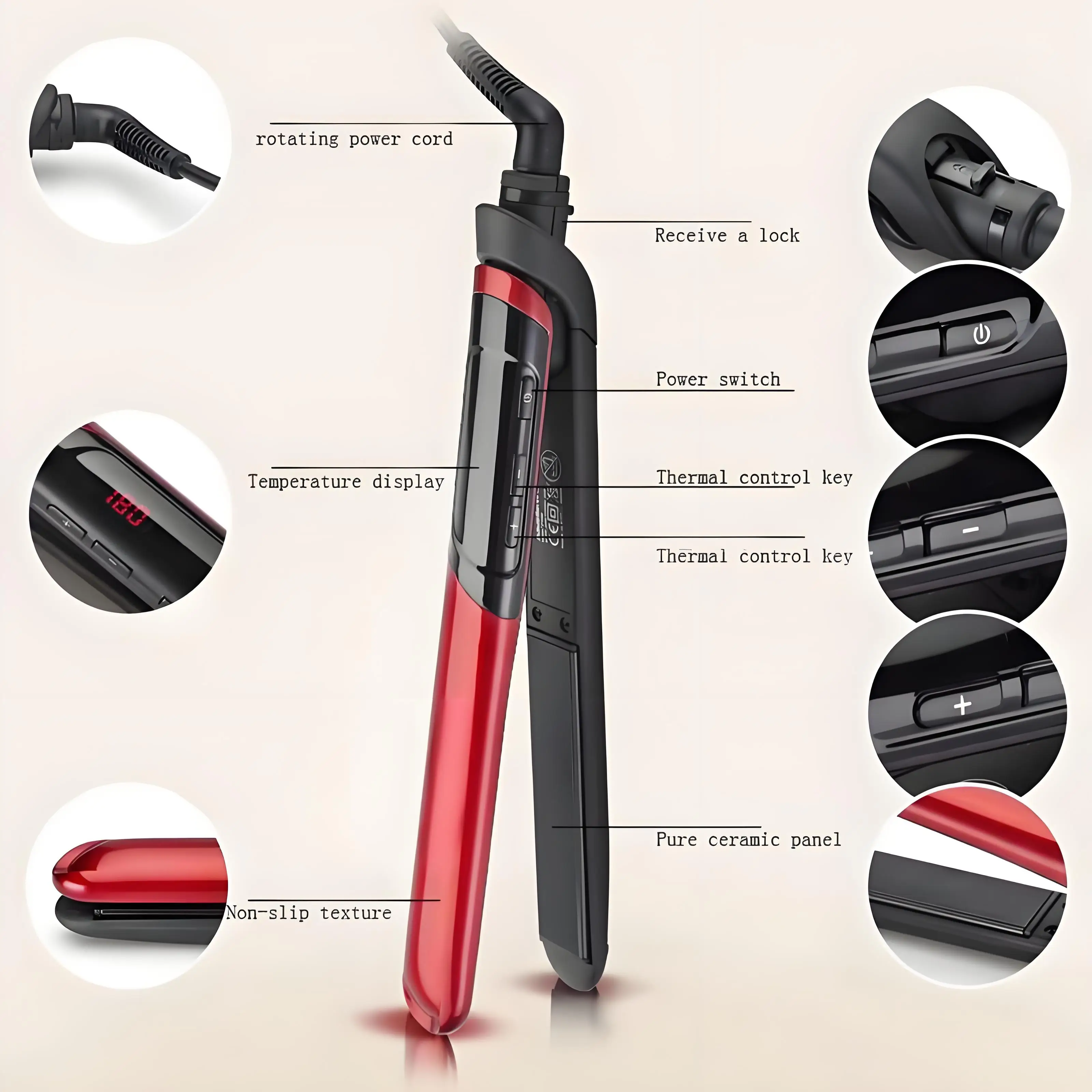 Professional Hair Straightener LED Display Flat Iron Straightening Irons Planchas Straight Hairstyle Styling Tool 2