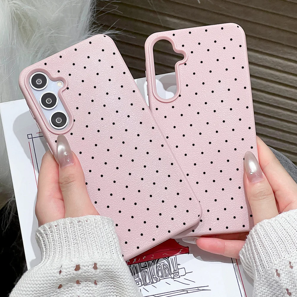 Chic Black Polka Dot Lichee Phone Case - Soft Protective Cover