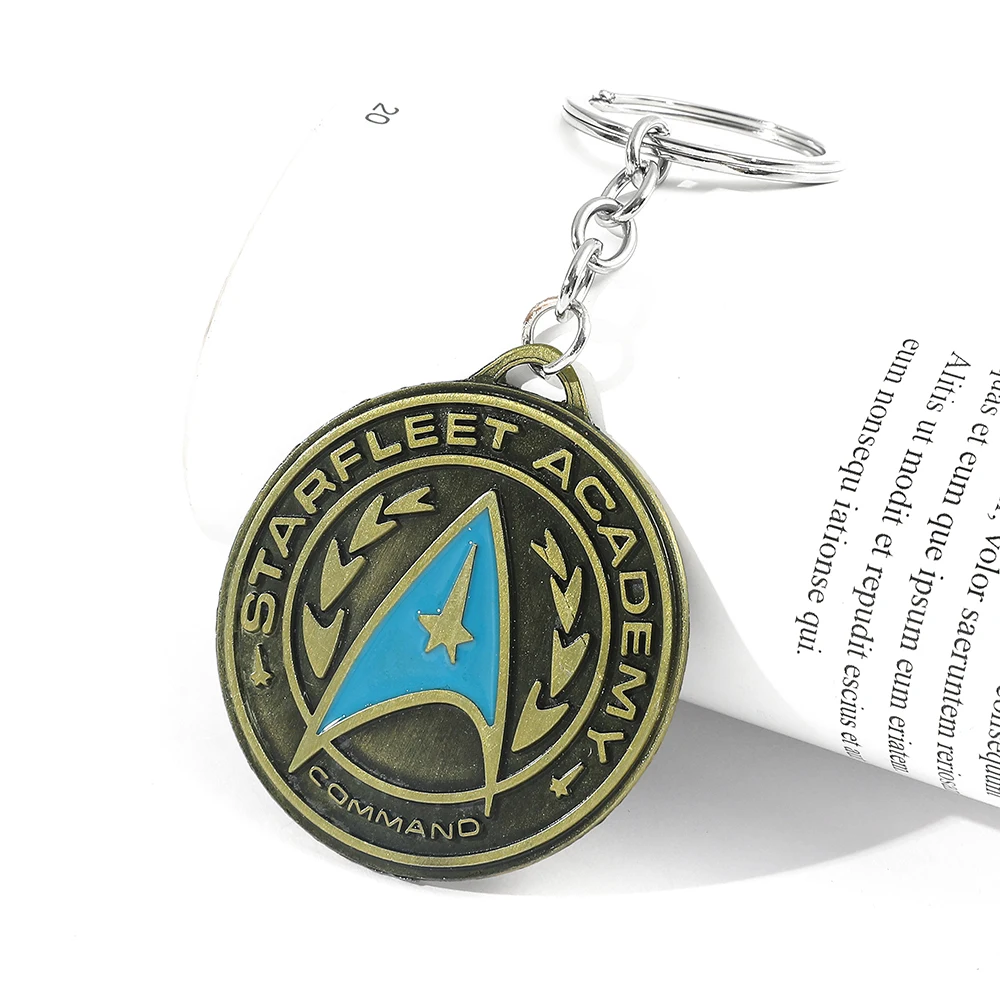 Movie Star Trek Key Chain Classic Fashion Starfleet Command Pendant Keyring  Charms Star Travel Men Women Key Accessory Gifts