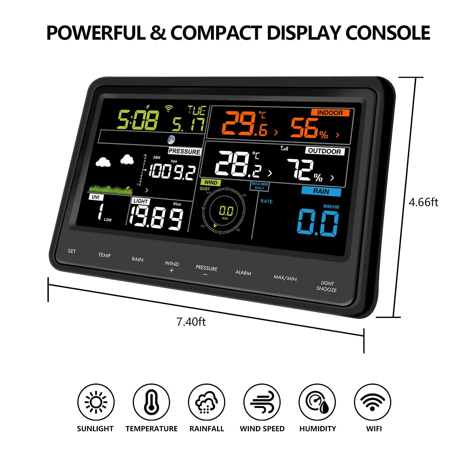 Ecowitt WS2910_C Home Wi-Fi Weather Station Console Monitor 6.75