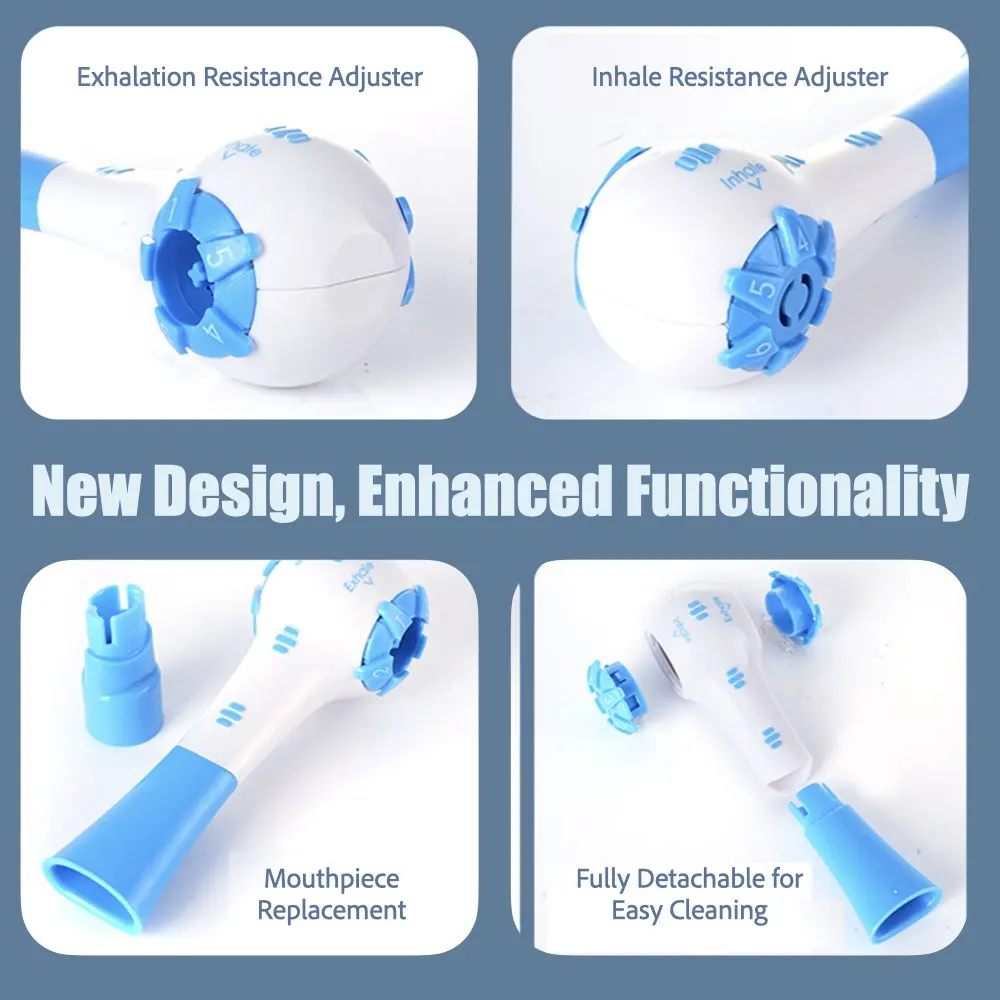 Breathing Trainer Upgraded Ver Independent Adjustable Resistance Levels for Inhalation and Exhalation Two Mo breathing exerciser breathing trainer