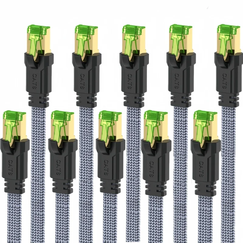 Premium 5-Pack Long Flat CAT8 Network Cable 40Gbps SFTP RJ45 LAN Patch Cord
