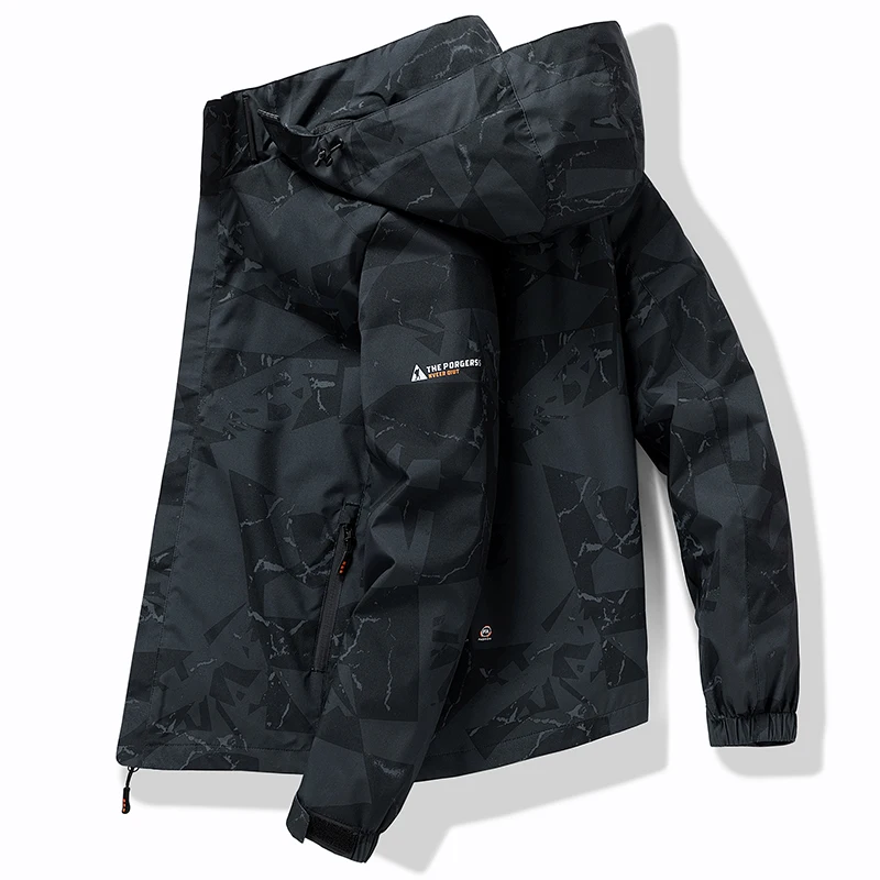Hooded Jacket Men's Spring and Autumn Outdoor Sports American Retro Cityboy Jacket Top Printed Windproof Top