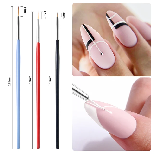 5pcs/Set Nail Art Liner Striping Brushes Metal Pole French Stripe Drawing  Painting Pen Gel Polish Nail Art DIY Manicure Tools - AliExpress