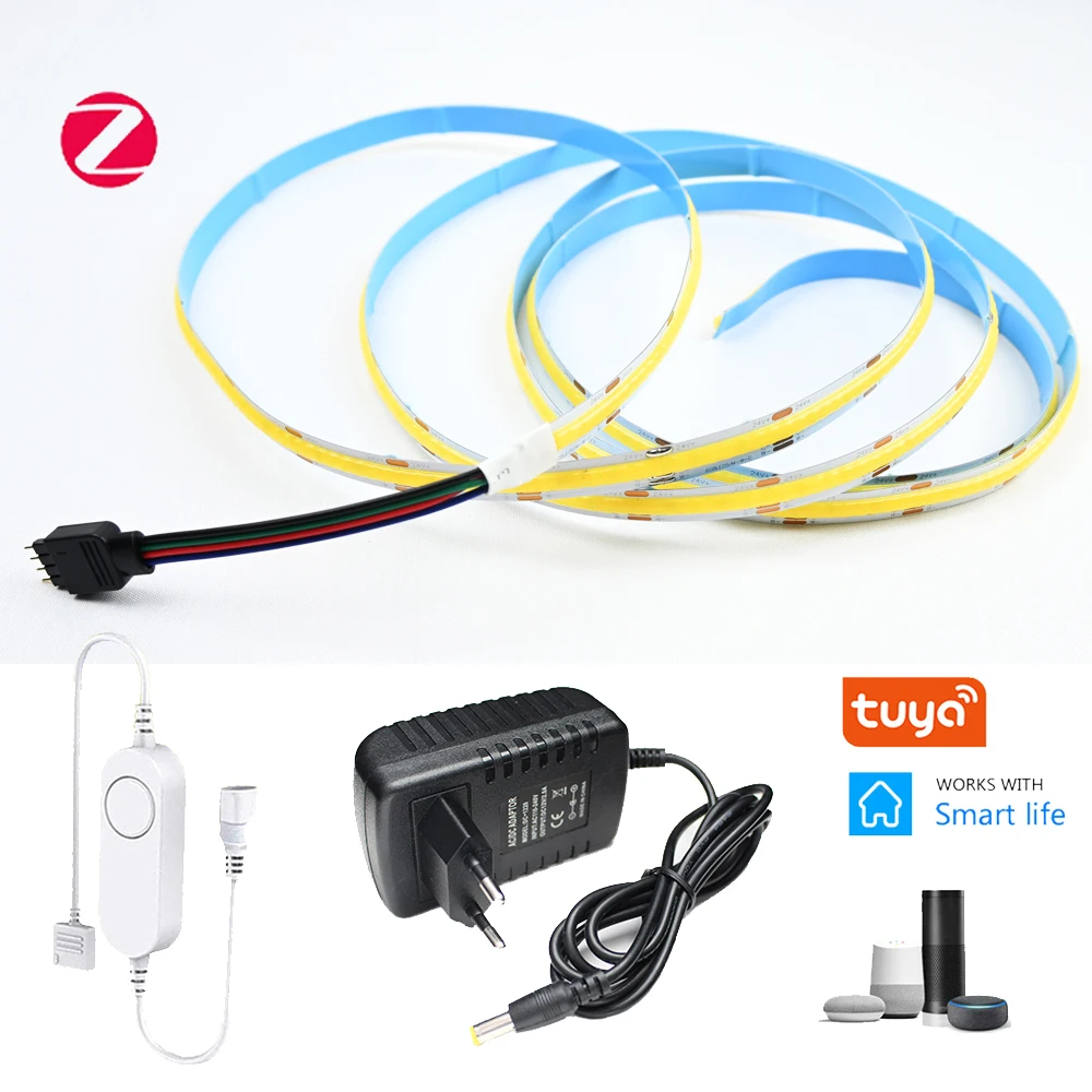 Tuya-Zigbee-Smart-COB-CCT-LED-Strip-12V-24V-1-5m-Dimmer-Flexible-Light ...