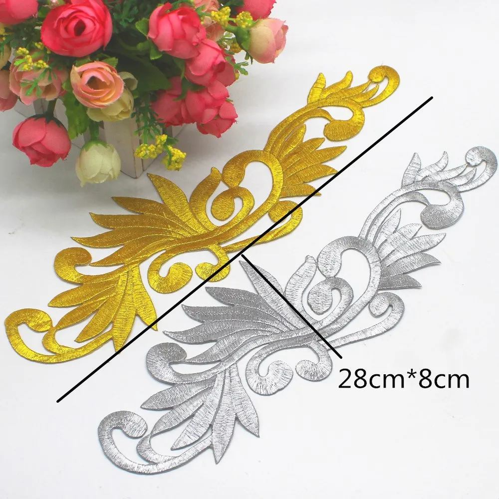 1 Stück Aufnäher zum Aufbügeln für Cosplay, DIY-Kleidung, goldfarbene Stickerei-Applikationen, Verzierungen, Kleidungsstücke, Accessoires – Detail 10