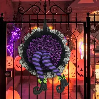 Halloween Wreath Witch Leg Ornament Decoration Props Ghost Festival Party Venue Creative Entrance Wreaths Halloween Decoration