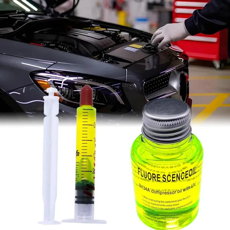 Leak Detection Oil Fluorescent for Car Air Conditioning Refrigerant Leak Detector Agent Long Lasting Detection Agent for Truck