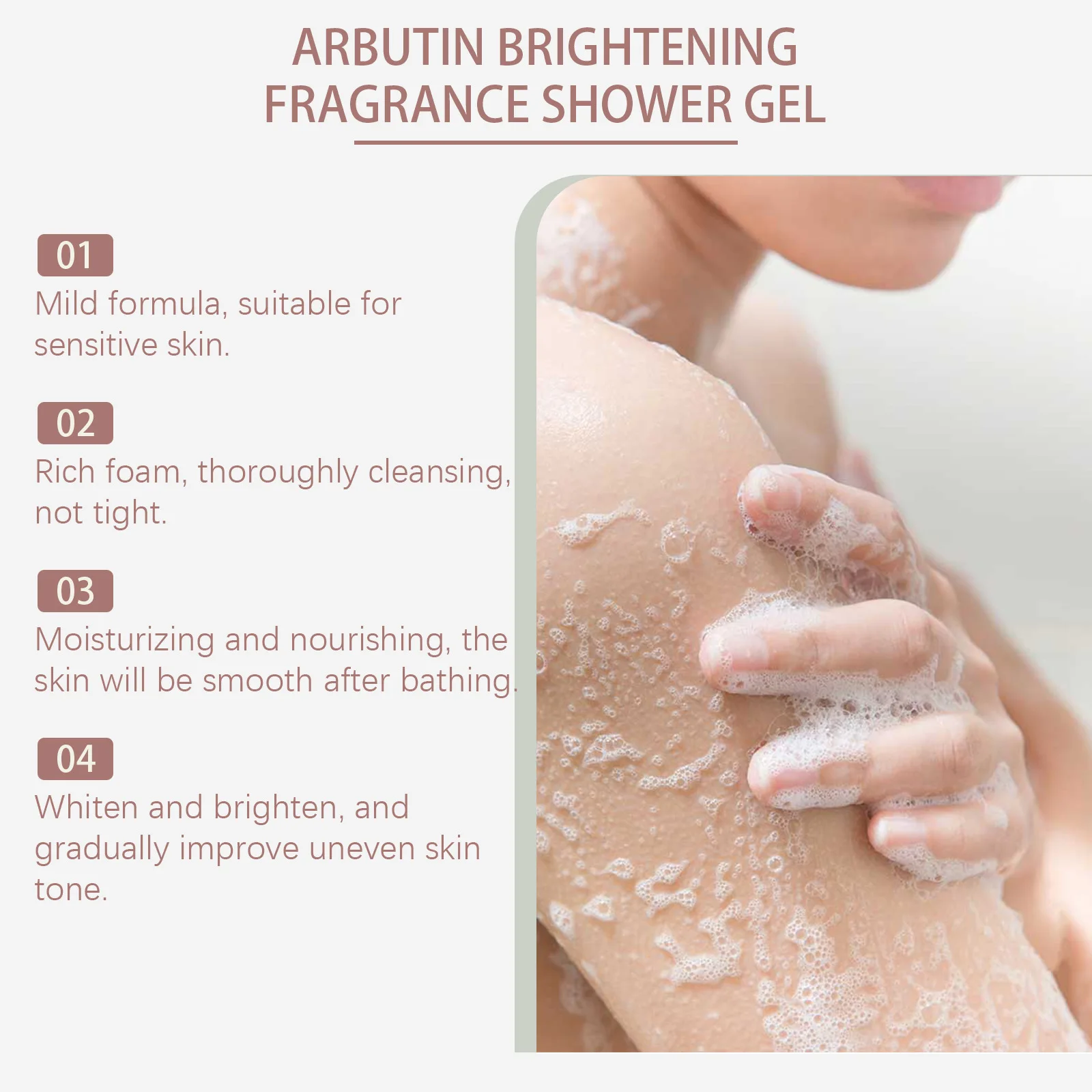 EELHOE Nicotinamide Whitening Shower Gel Nourish Body Cleaning Moisturizing Skin Tightening Arbutin Shower Gel Body Wash 100ml