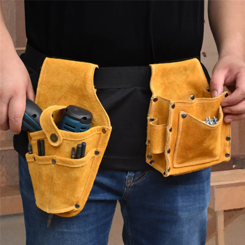 soft tool bag Cowhide Drill Holster Waist Tool Bag Durable Electric Waist Belt Tool Pouch Bag With Belt for Power Drill Electric Screwdriver diamondback tool bags