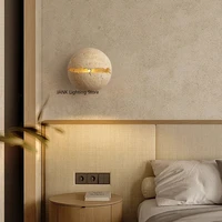 Japanische Wabi Sabi Stil kreisförmige gelbe Höhle Stein Lampe Schlafzimmer Nachttischlampe Korridor Villa Hintergrund Wandlampe