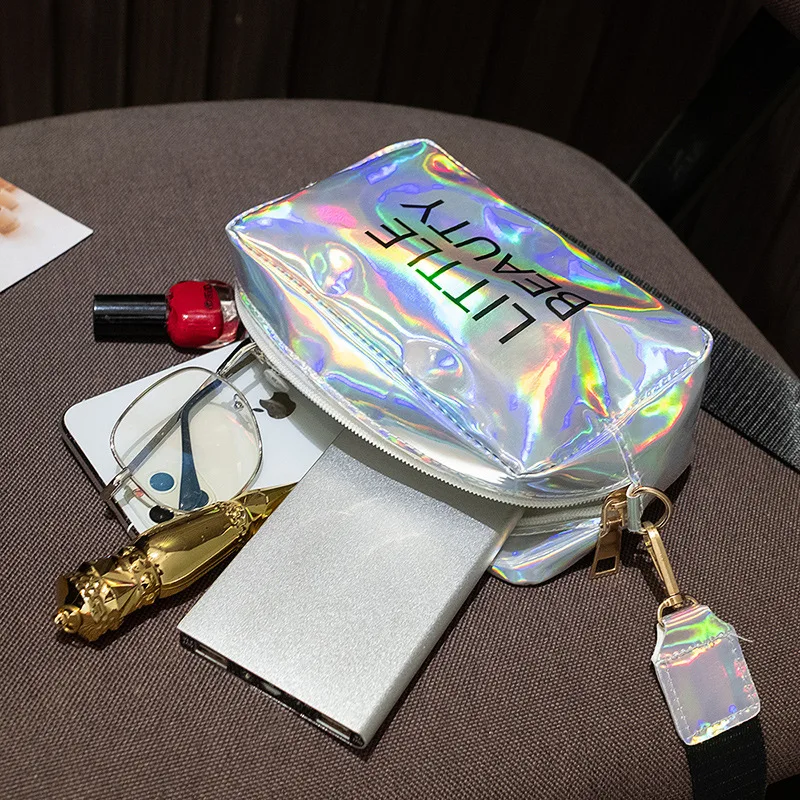 Small Women Laser Crossbody Bag Messenger Shoulder Bag PVC Jelly Small Tote Messenger Candy Colors Bags Laser Holographic Bolsa