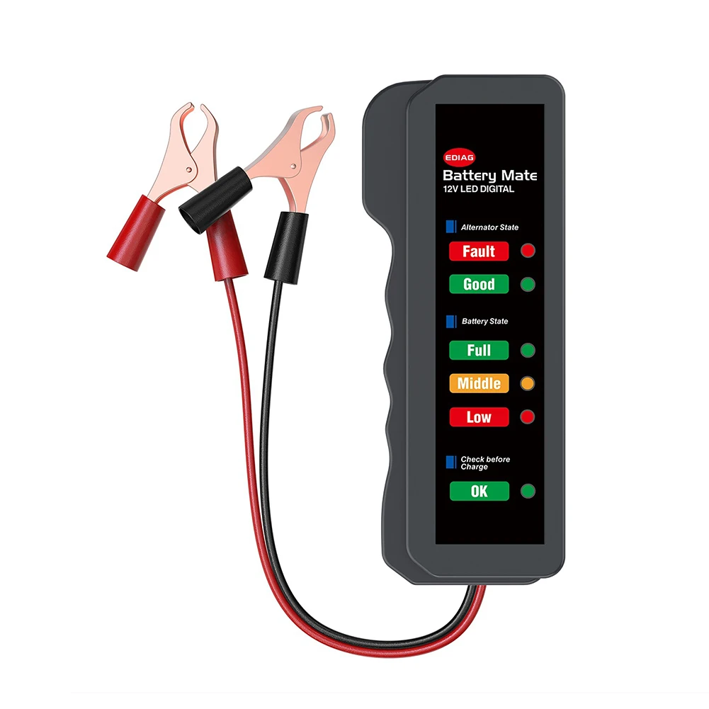 배터리 테스터 분석기, 6 LED 조명 디스플레이, 12V 자동차 빠른 크랭킹 충전 회로 발전기, 자동차 진단 도구
