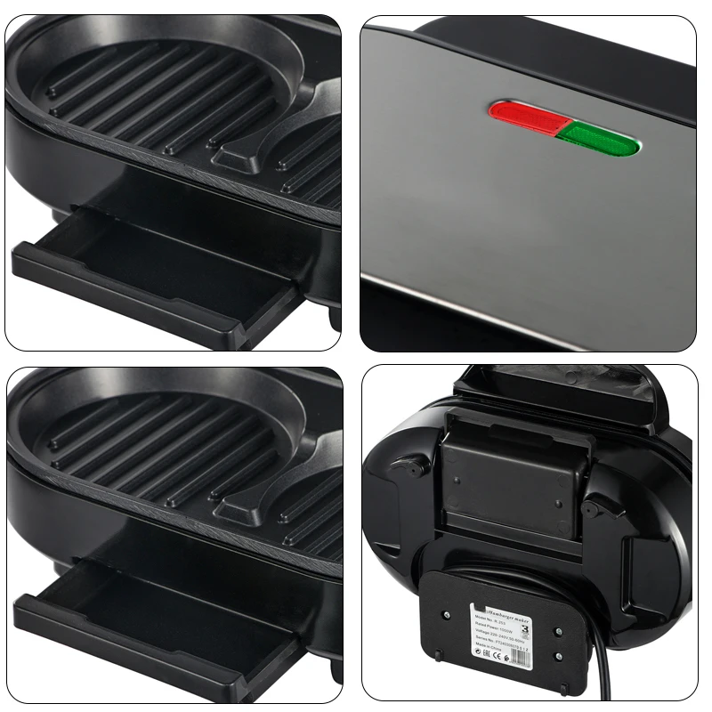 DMWD Electric Waffle Sandwich Maker Small Roast Steak Machine Hamburger Non-stick Surface Grill Toaster Breakfast Machine 220V