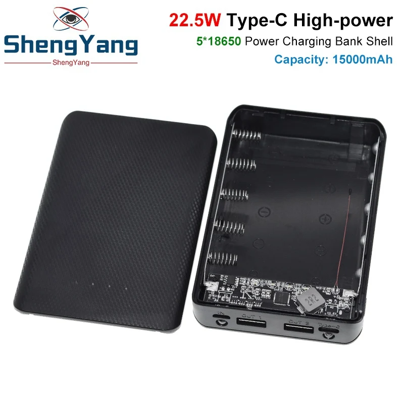 QC4.0 QC3.0 Dual USB Micro/Typ-C USB 5*18650 Power Bank Batterie Box 5V 4,5A 22,5W 15000mAh Handy Ladegerät DIY Shell Fall