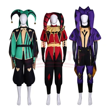 Costumi da Pagliaccio Pierrot del Circo Unisex, Uniforme da Clown per Halloween, Carnevale, Feste, Giochi di Ruolo, Abiti di Fantasia per Adulti
