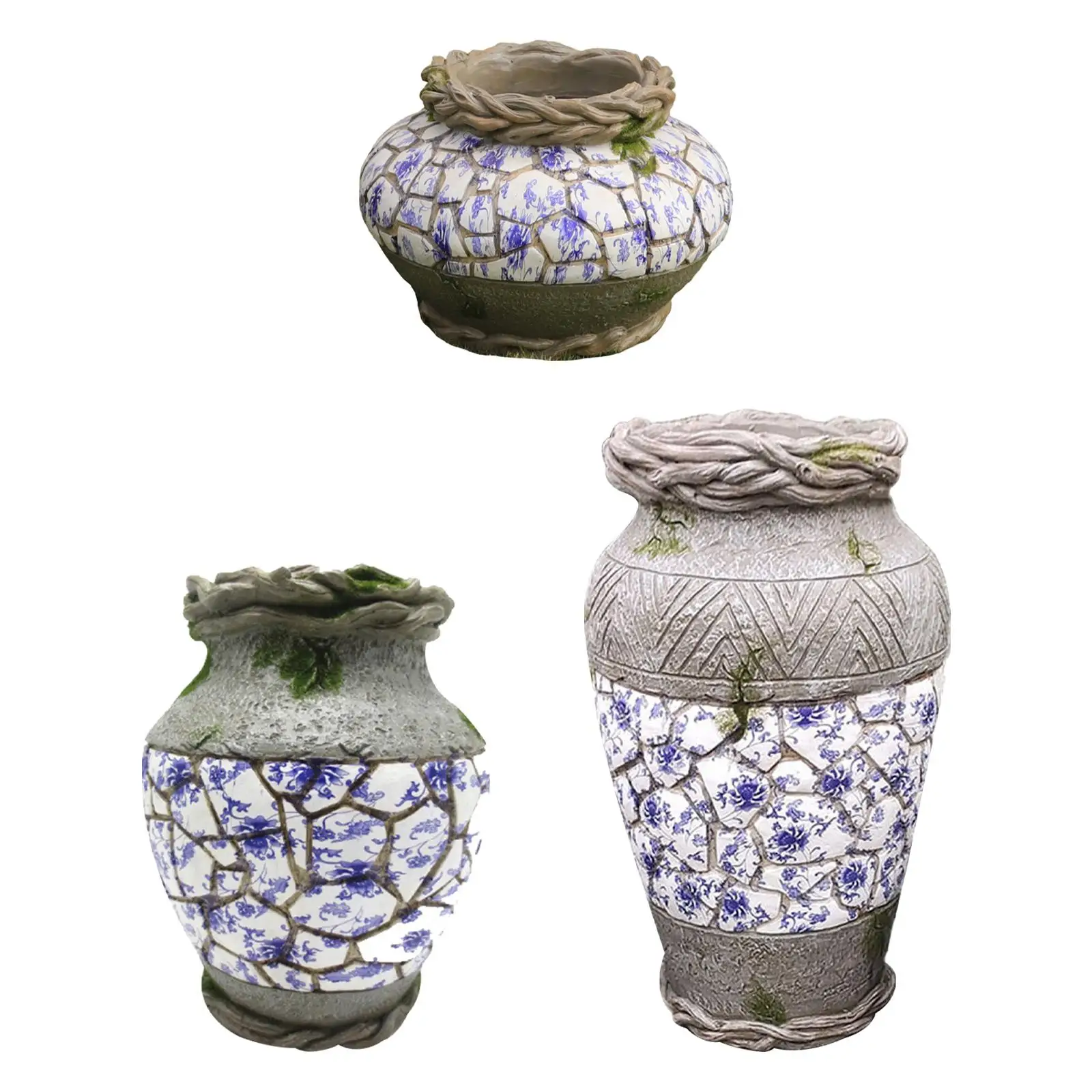 Resin Plant Pot Flower Vase Display Holder Gift Decoration Flowerpot Garden Planter Pot for Balcony Living Room Outdoor Shelf