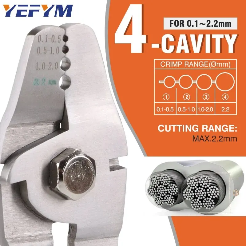 Pinza Crimpatrice Per Funi Metalliche Fino 2.2mm Con 150 Ghiere - 3 Misure, Acciaio Inox - Foto 4