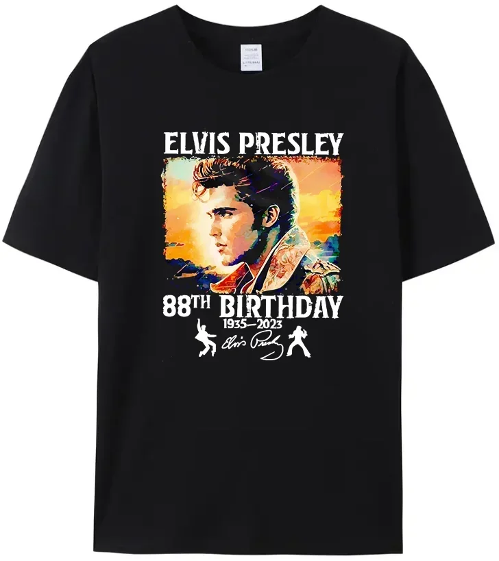 [TEW] Новая Летняя мужская футболка E-elvis из чистого хлопка для празднования 88-го дня рождения, удобная Ретро футболка с коротким рукавом