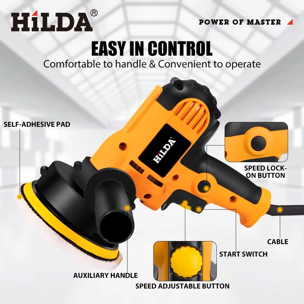 HILDA Electric Car Polisher Car Beauty Waxing Machine  Adjustable Speed Sanding Waxing Tools Automotive Polishing Scratch Repair 3