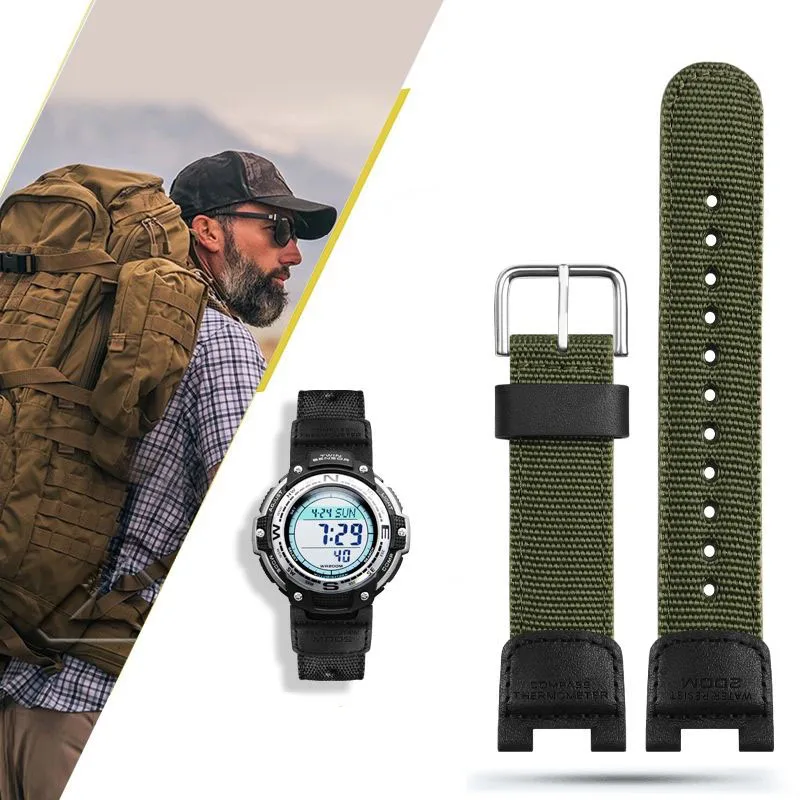 

Watch bracelet for Casio Watch SGW-100 SGW-200 series men's nylon canvas resin silicone strap strap 24-12mm