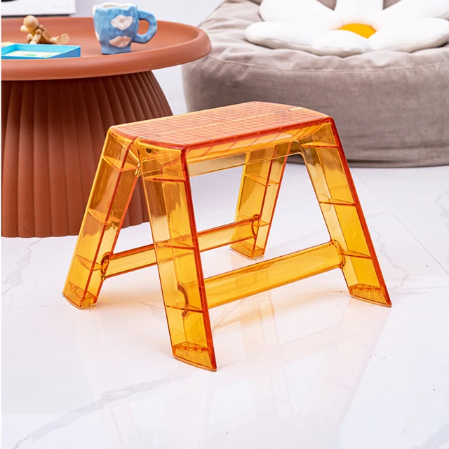 Tabouret Échelle Pliante Transparente, Cadre Ménager en Acrylique