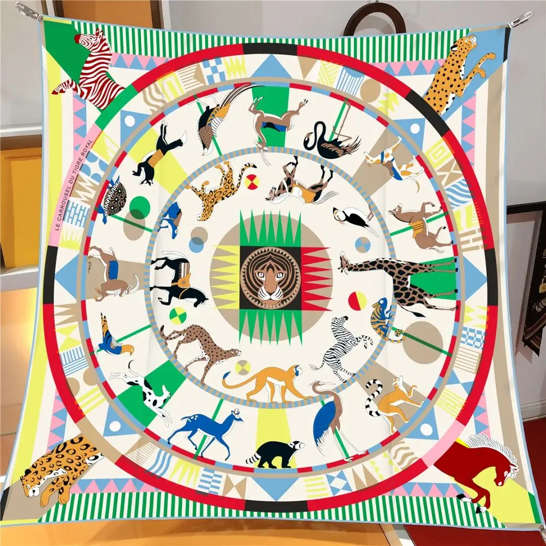 New The horse Shawl Square Scarf For Women Twill Print Headband Foulard Hijab Beach Stoles Neckerchief Female Head Wraps Bandana