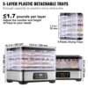 SucceBuy 5 Tray Food Dehydrator Machine 300W Stainless Steel Electric Food Dryer w/ Digital Adjustable Timer & Temperature