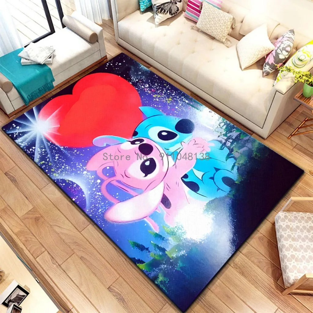 Lilo Stitch Carpet Cartoon Flannel Square Floor Mat Door Mat Rugs Disney  Cartoon Home Decor Non-slip Living Room Kitchen Carpet