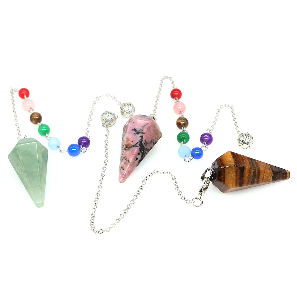 Natural Quartz Healing Crystal Pendulum for Dowsing Divination Chakra Gem Necklace Reiki Stone Pendant Pendulo Spiritual Jewelry