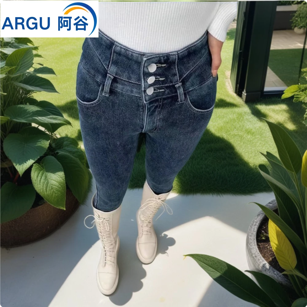 

Winter Warm Women's Winter Jeans High Waist Skinny Pants Fleece Velvet Elastic Jeggings Casual Straight Jean Woman