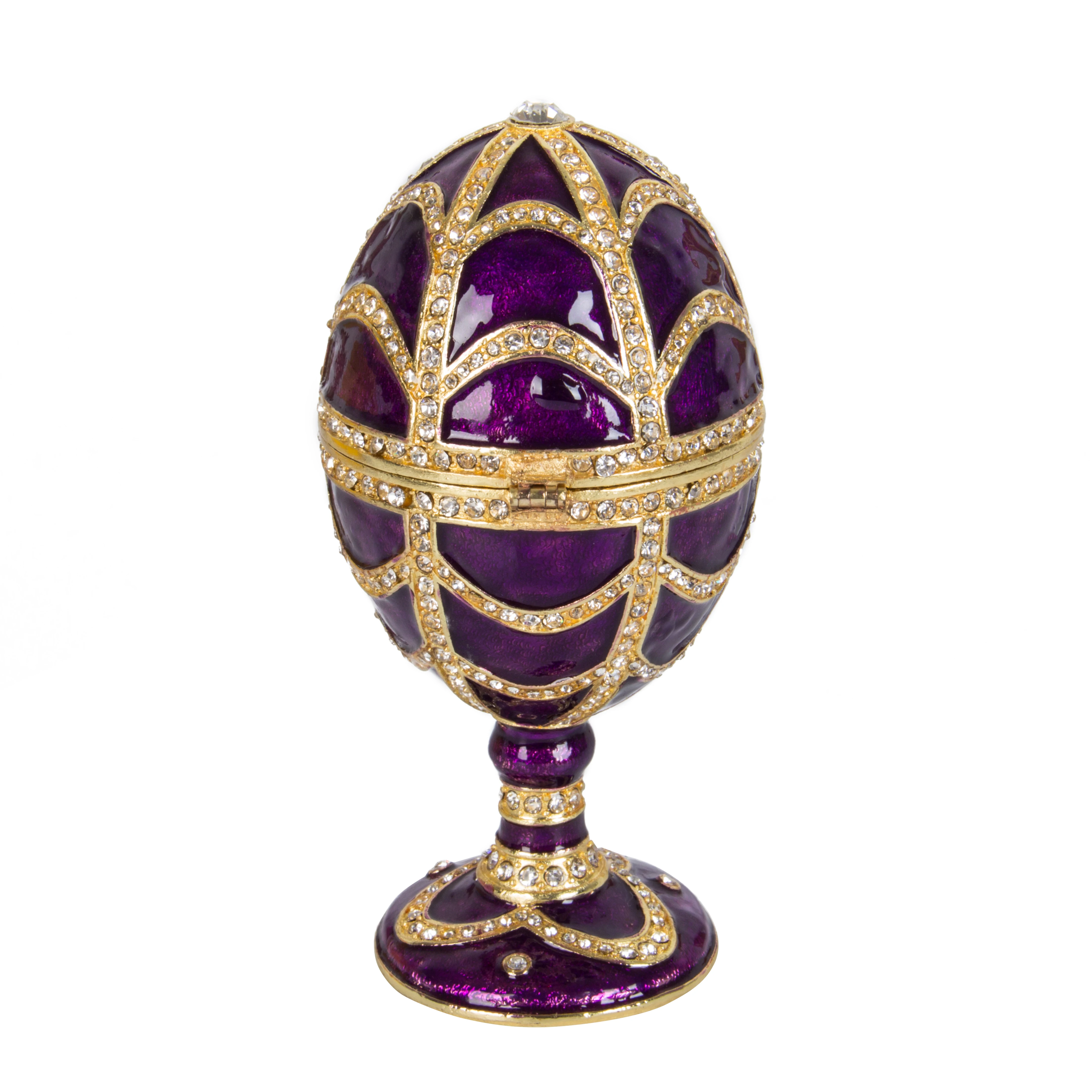 QIFU Vintage Purple Faberge Egg Style Trinket Box for Home Decor Gift