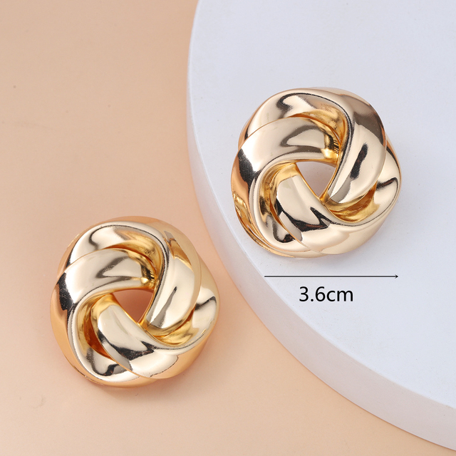 Vintage Metal Twisted Stud Earrings For Women Gold Color Charm ZA Sexy Statement Spiral Whirlpool Brincos Jewelry Wholesale