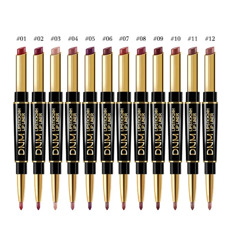 Lipstick Set 2 IN 1 Non-stick Cup Long Lasting Lipstick Lip Liner Waterproof Matte Pencil