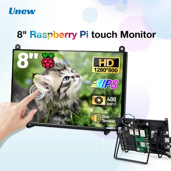 Monitor Touch IPS da 8 Pollici con Display 1280×800 per Raspberry Pi 5/4/3, Altoparlanti Integrati, HDMI Type-C