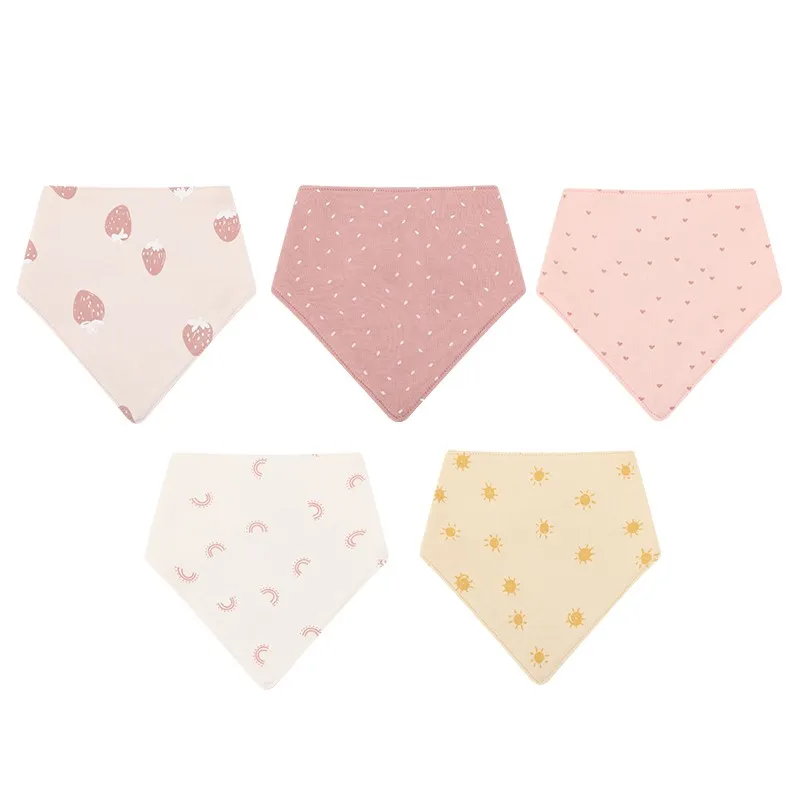 Kiddiezoom 5Pcs/Lot Baby Boy Girl Bibs Triangle Scarf Cotton Infant Bandana Newborn Feeding Saliva Towel 3