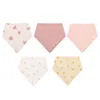 Kiddiezoom 5Pcs/Lot Baby Boy Girl Bibs Triangle Scarf Cotton Infant Bandana Newborn Feeding Saliva Towel 3